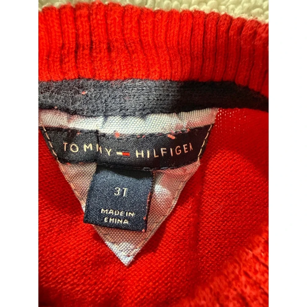 Tommy Hilfiger Kids Red Sweater‎ 3T Pullover Crew Neck Logo